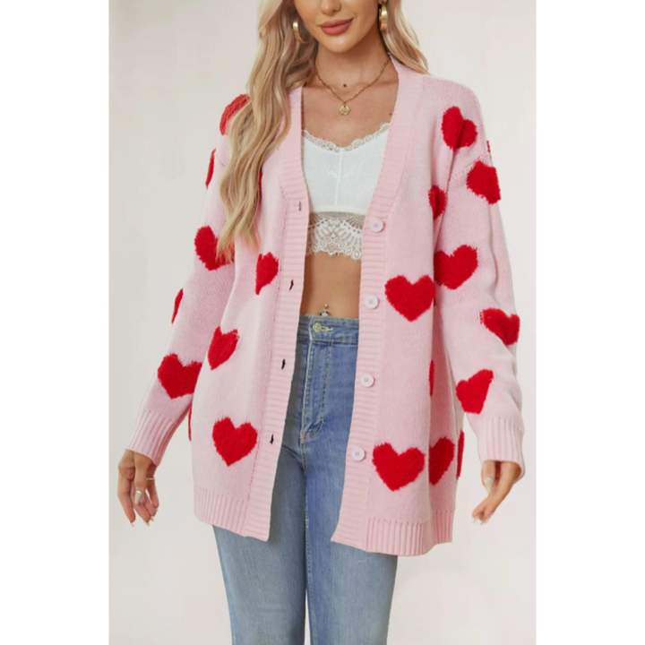 Love Blossom Knit V-Neck Cardigan - London Lake