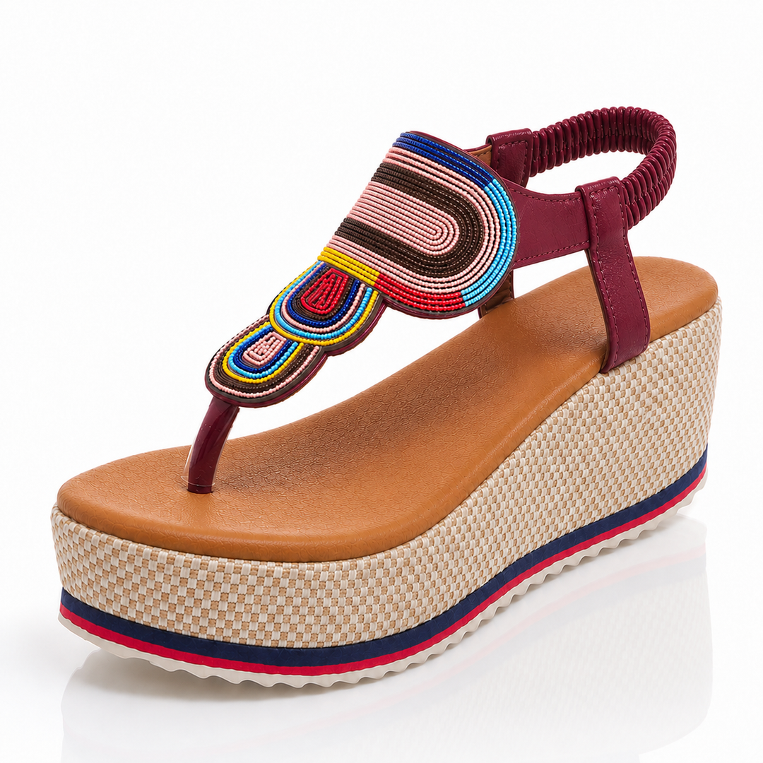 Maya Beaded Wedge Sandals