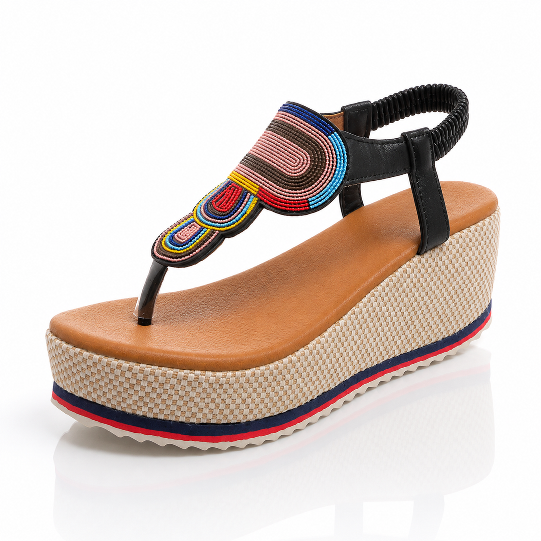 Maya Beaded Wedge Sandals