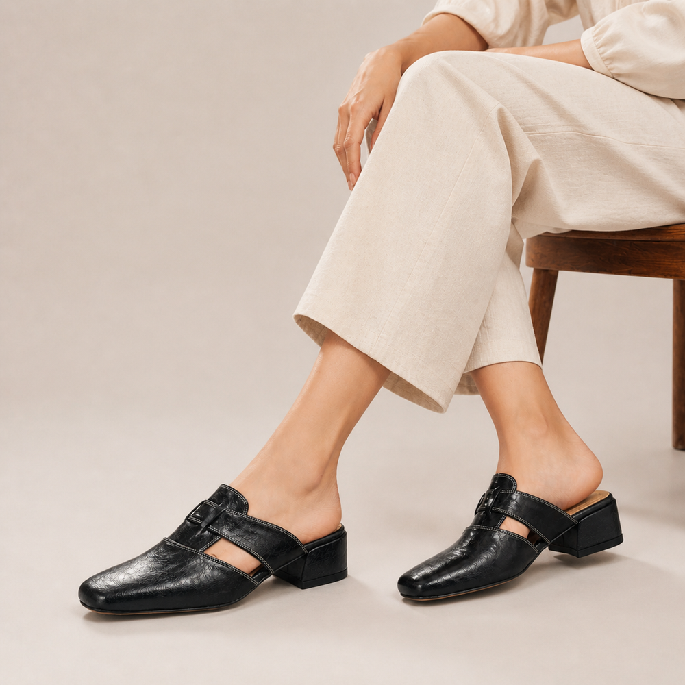 Valerie Leather Mule - London Lake