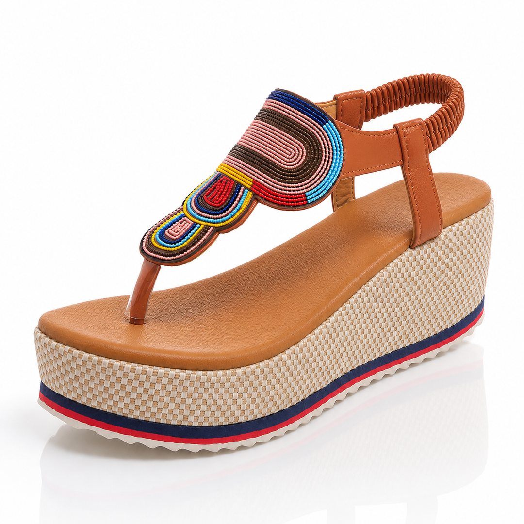 Maya Beaded Wedge Sandals