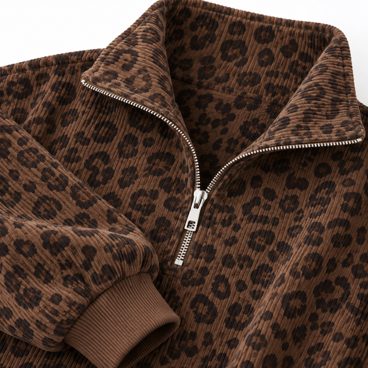 Maya Leopard Quarter-Zip Pullover