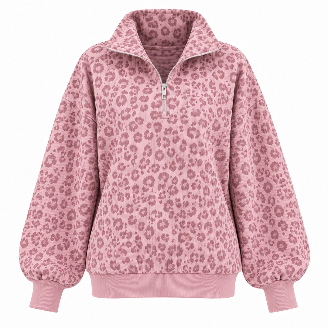 Maya Leopard Quarter-Zip Pullover