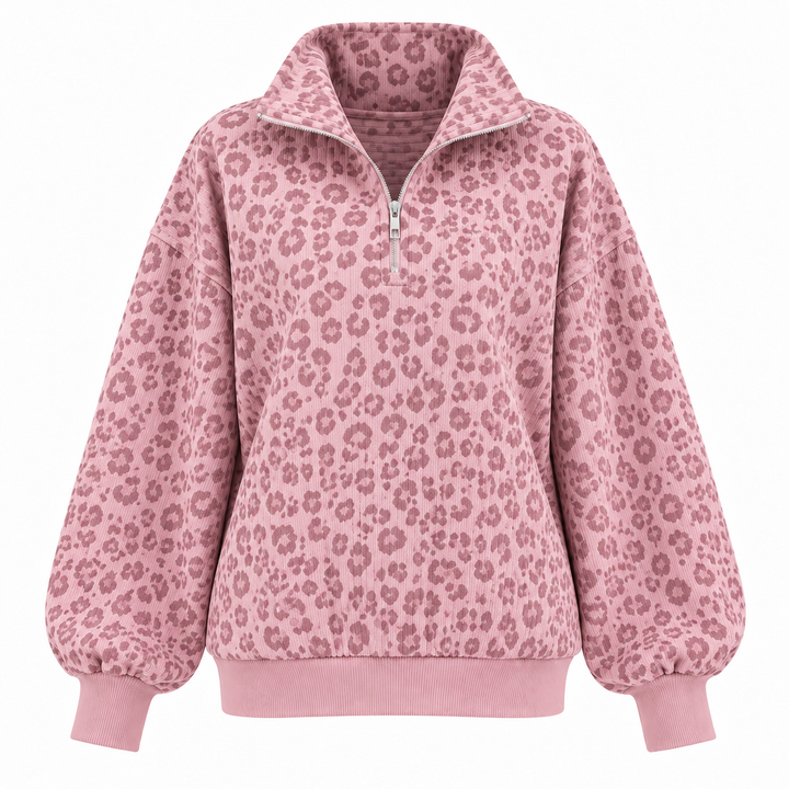 Maya Leopard Quarter-Zip Pullover