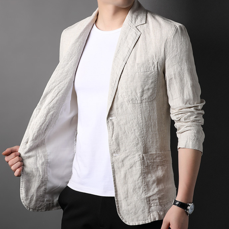 Hampton Linen Blazer - London Lake