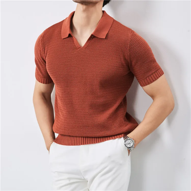 Marcus Mesh-Knit Polo - London Lake