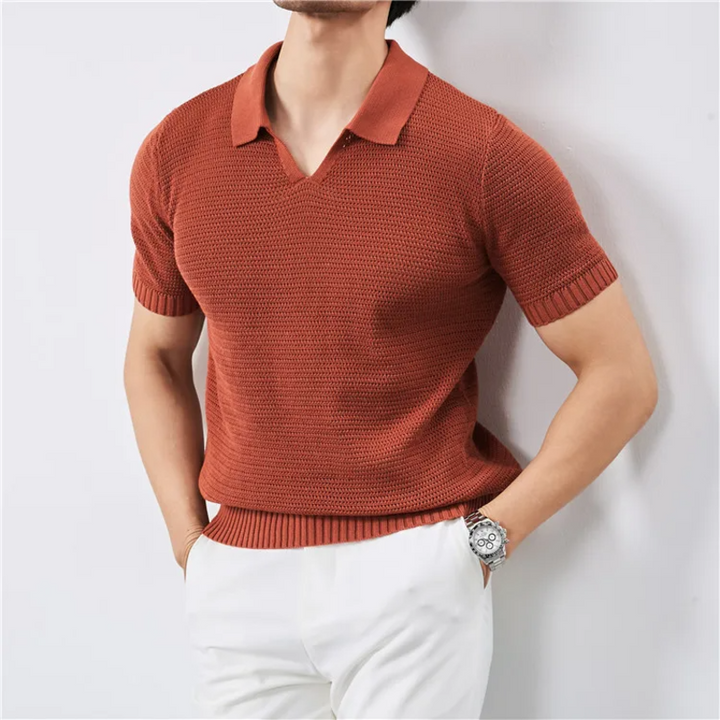 Marcus Mesh-Knit Polo - London Lake