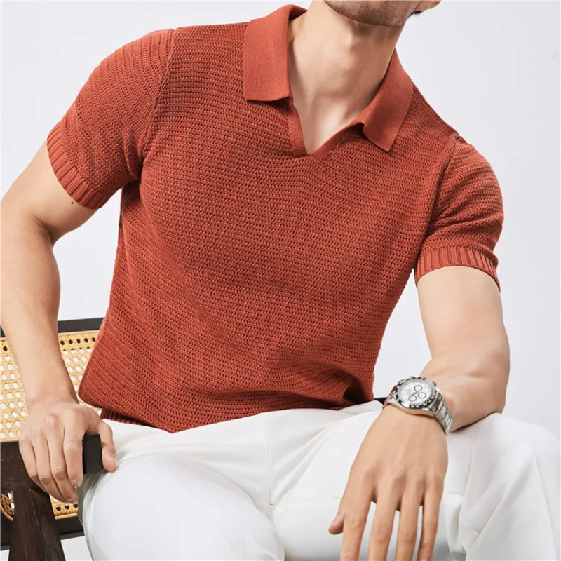 Marcus Mesh-Knit Polo - London Lake