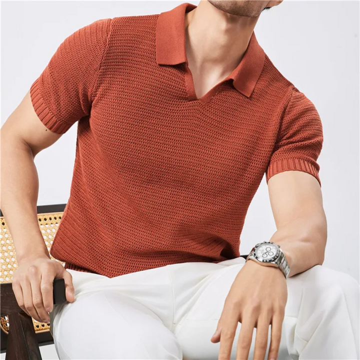 Marcus Mesh-Knit Polo - London Lake