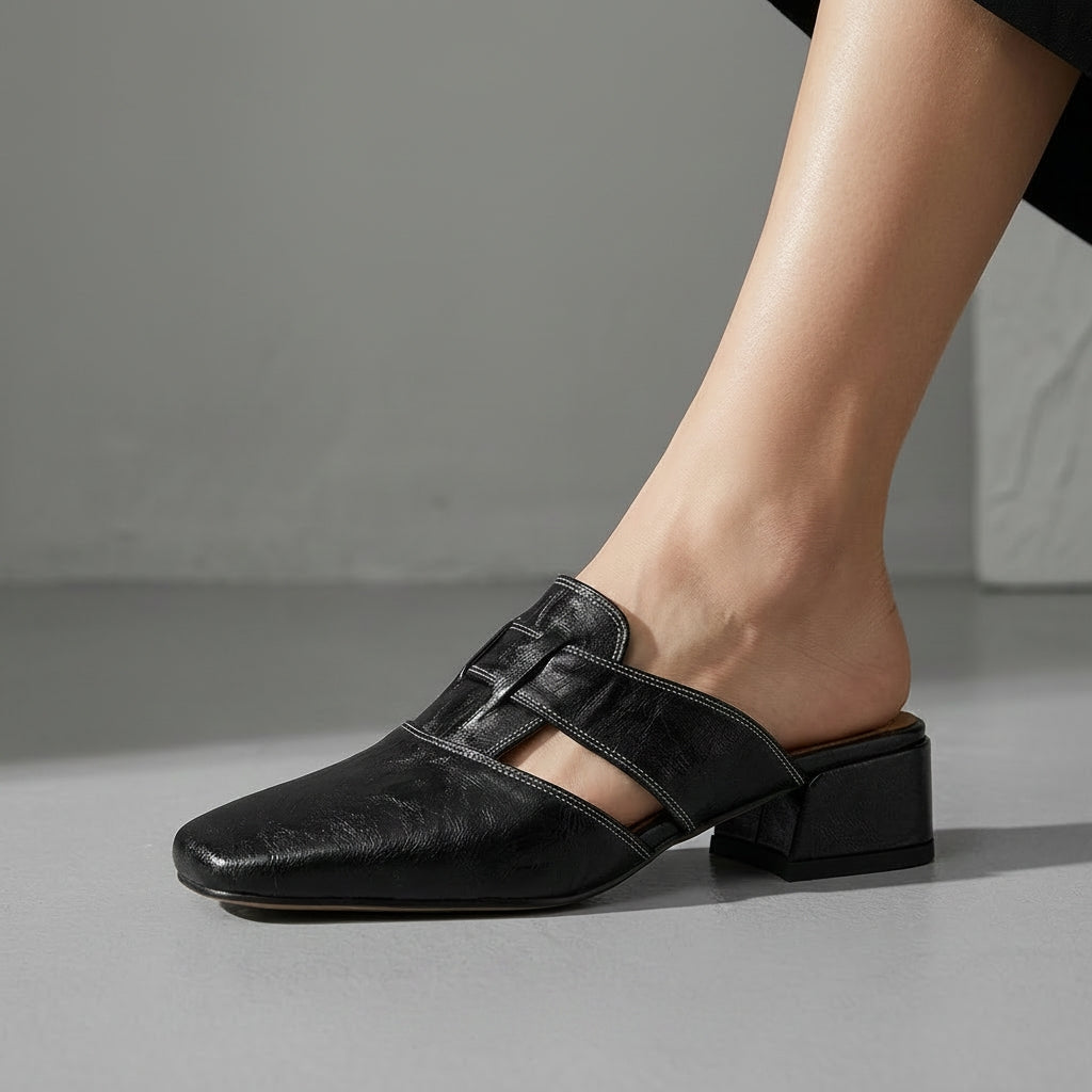 Valerie Leather Mule - London Lake