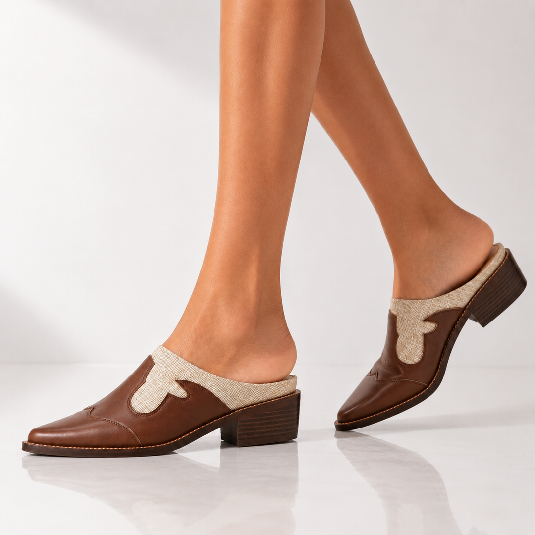 Nadine Leather Mules - London Lake