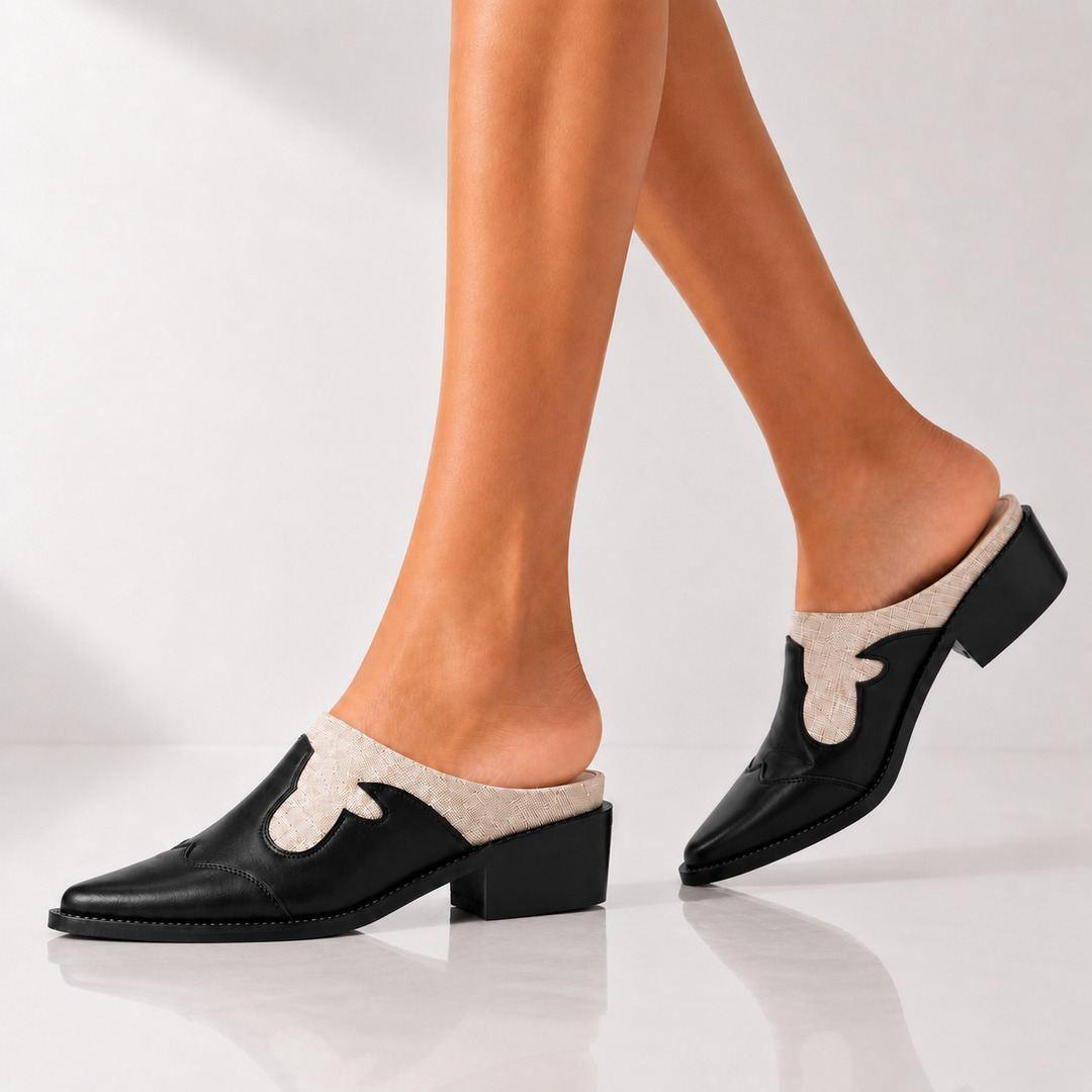Nadine Leather Mules - London Lake