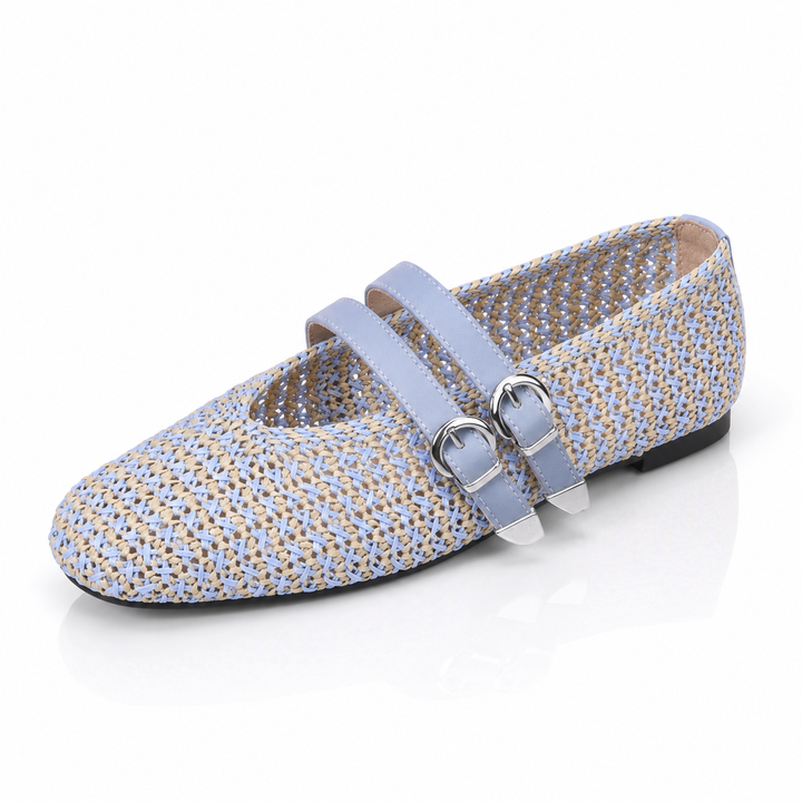 Odette Double Strap Flats - London Lake