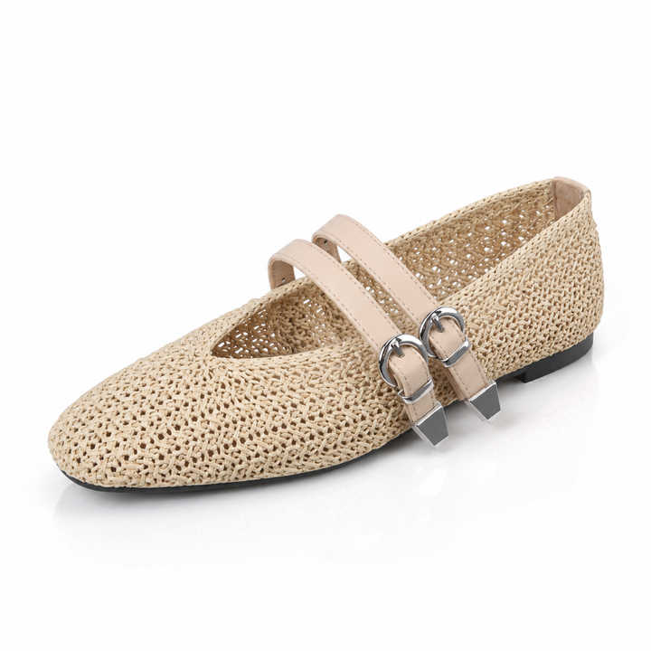 Odette Double Strap Flats - London Lake