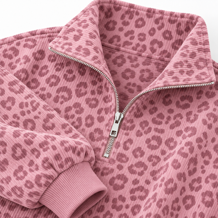 Maya Leopard Quarter-Zip Pullover