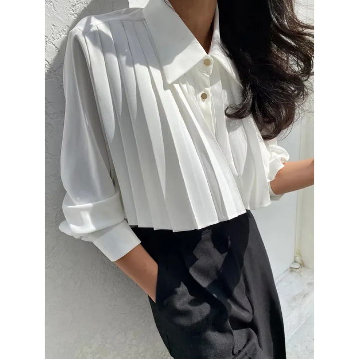 Elise Pleated Button-Up - London Lake