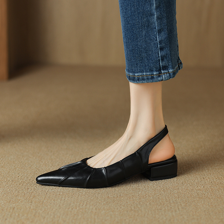 Palermo Pleat Slingback Heels - London Lake