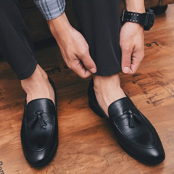 Salvatore Tassel Leather Loafers - London Lake