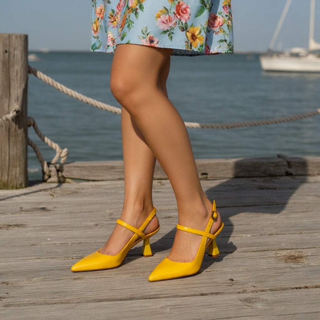 Riviera Slingback Heels - London Lake
