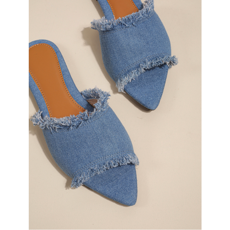 Riviera Denim Slides - London Lake