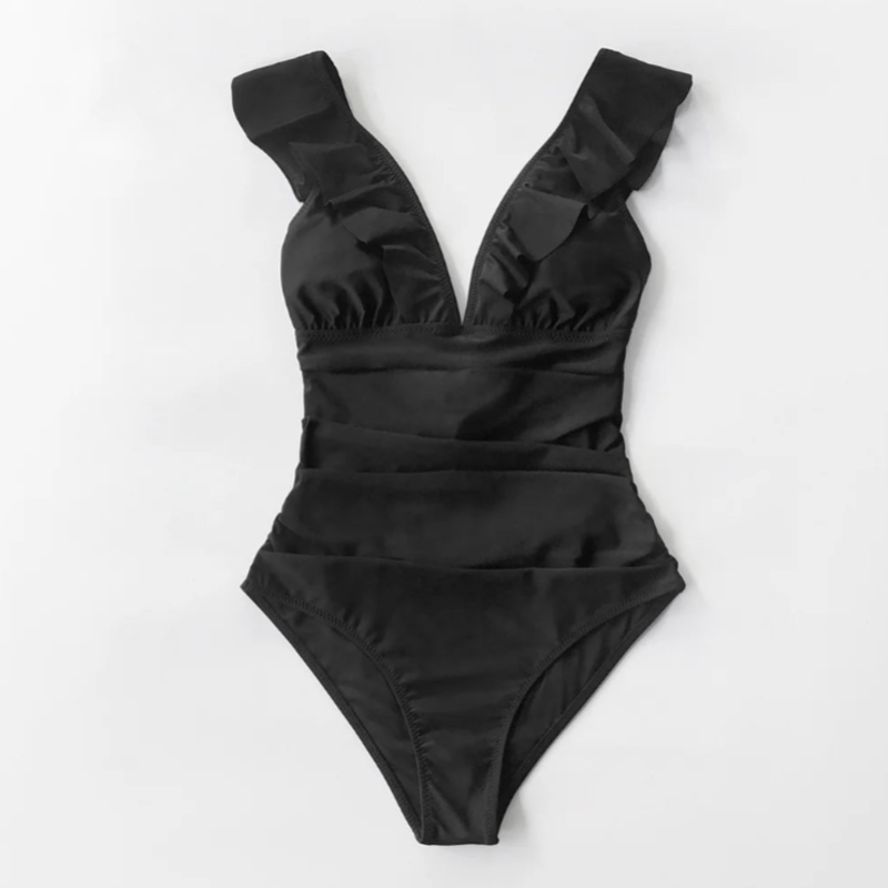 Serena Ruffle One-Piece Swimsuit - London Lake