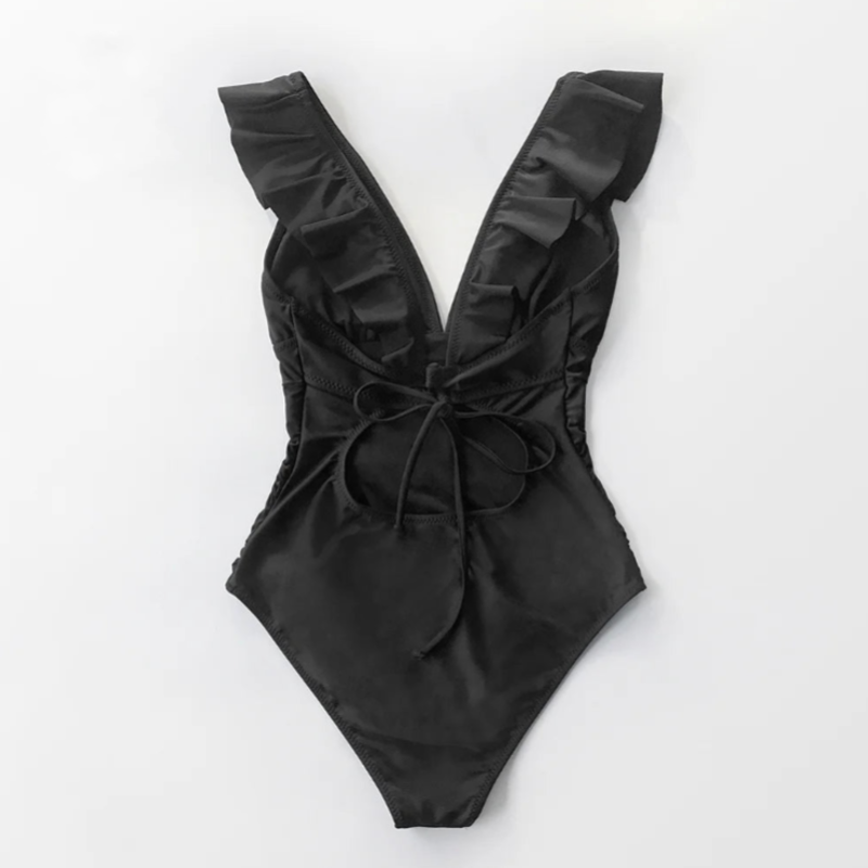 Serena Ruffle One-Piece Swimsuit - London Lake