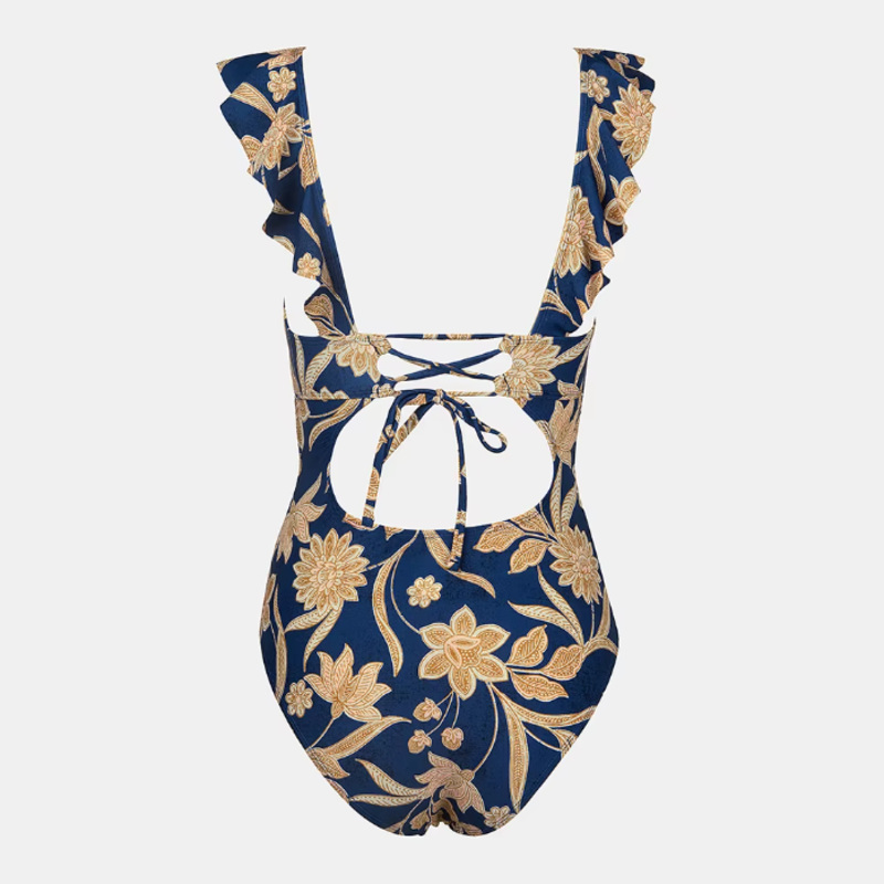 Serena Ruffle One-Piece Swimsuit - London Lake