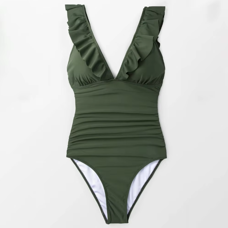Serena Ruffle One-Piece Swimsuit - London Lake