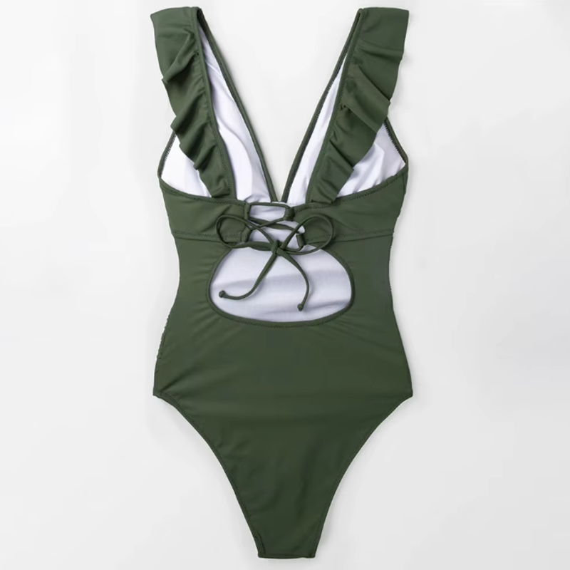 Serena Ruffle One-Piece Swimsuit - London Lake