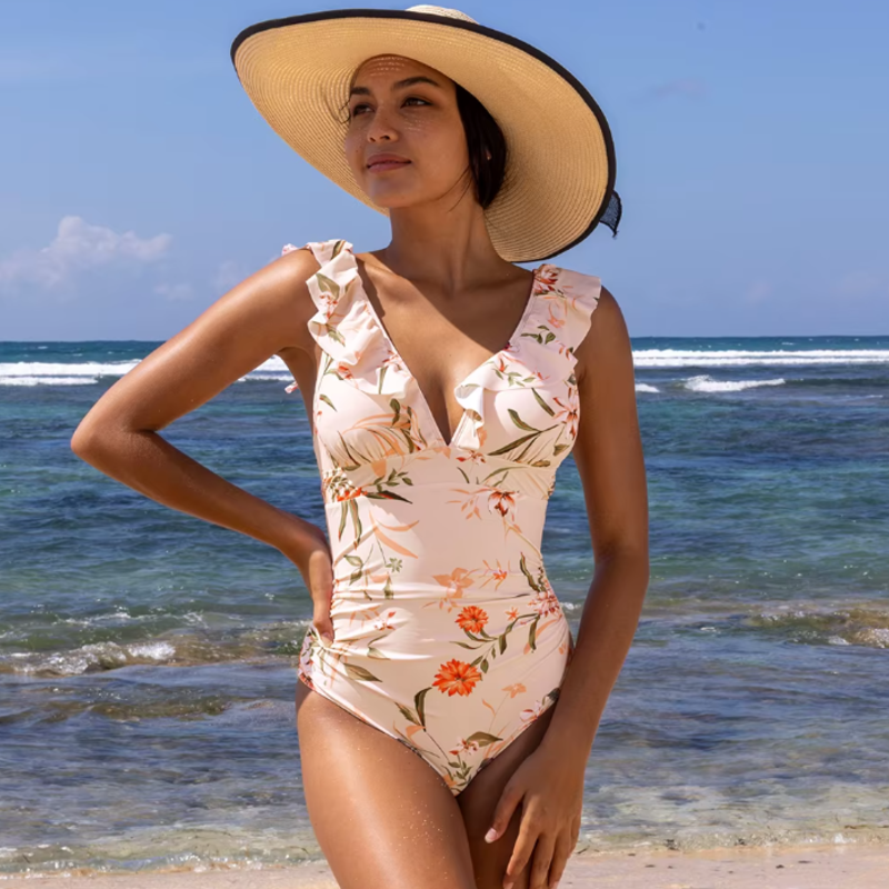 Serena Ruffle One-Piece Swimsuit - London Lake