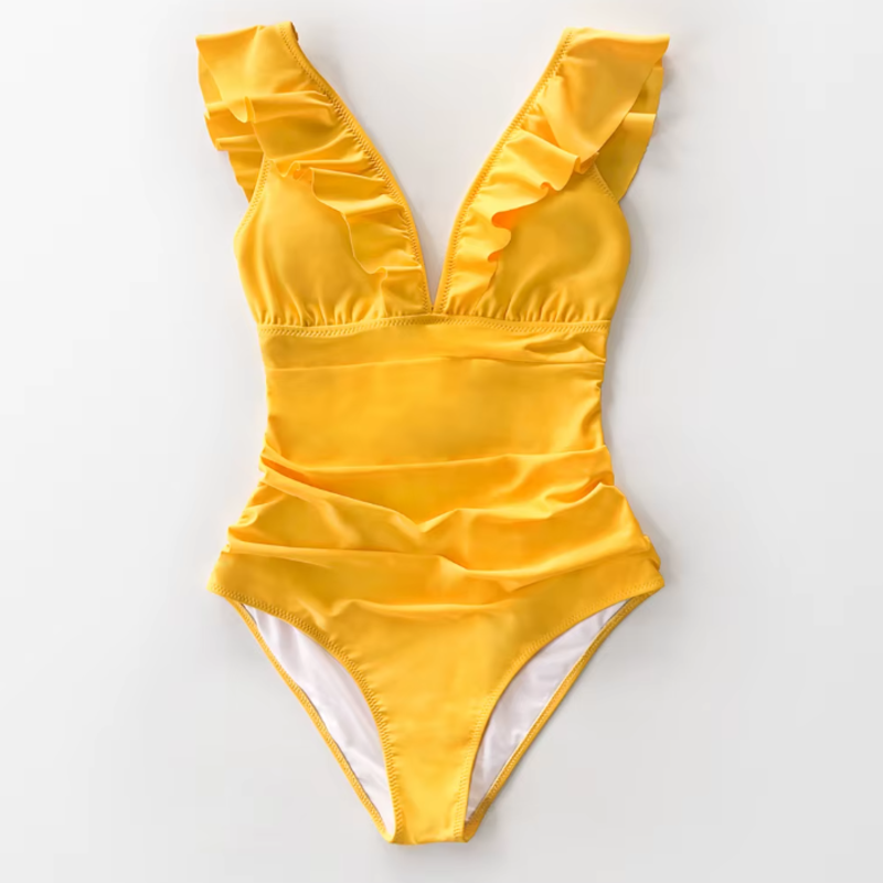 Serena Ruffle One-Piece Swimsuit - London Lake