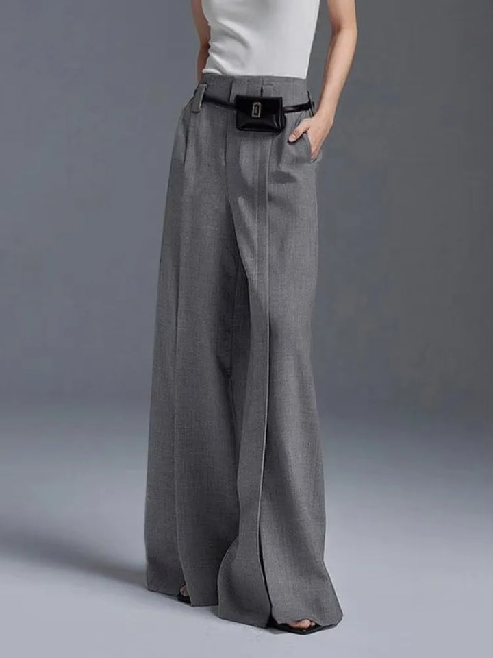 Leona High-Waisted Pleat Trousers - London Lake