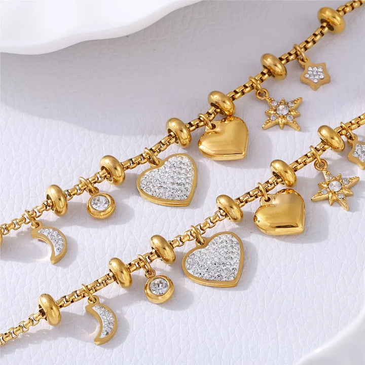 Nova Heart Charm Bracelet - London Lake