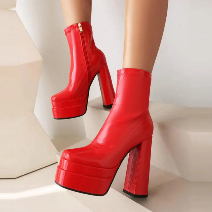 High Heeled Zipper Ankle Platform Boots - London Lake
