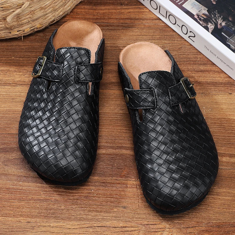 Lorenzo Woven Leather Clogs - London Lake