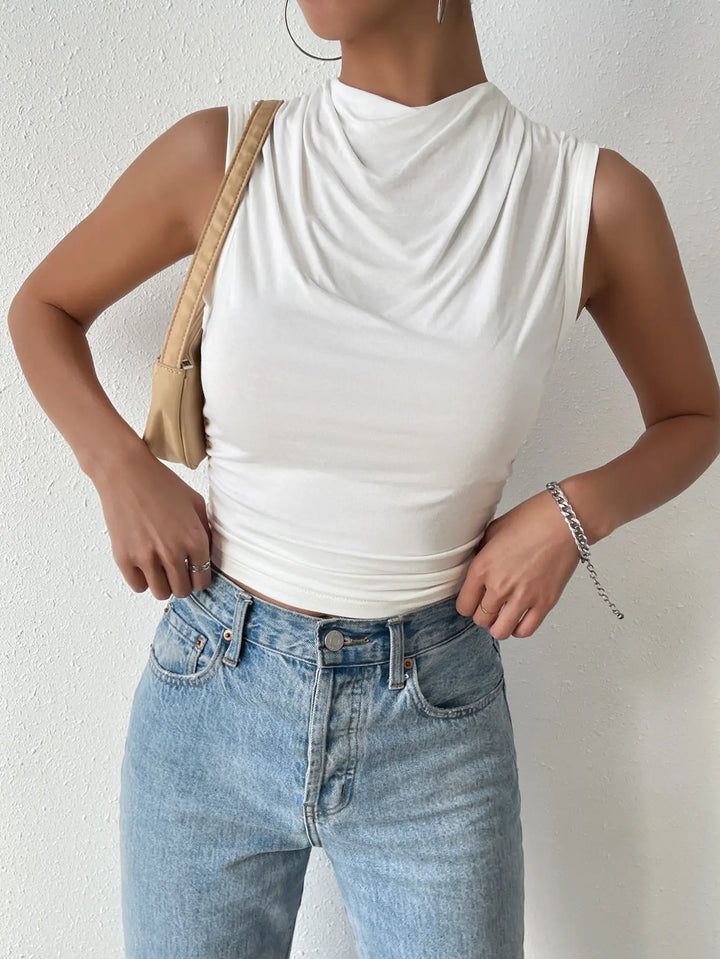 Paloma Mock Neck Tank - London Lake