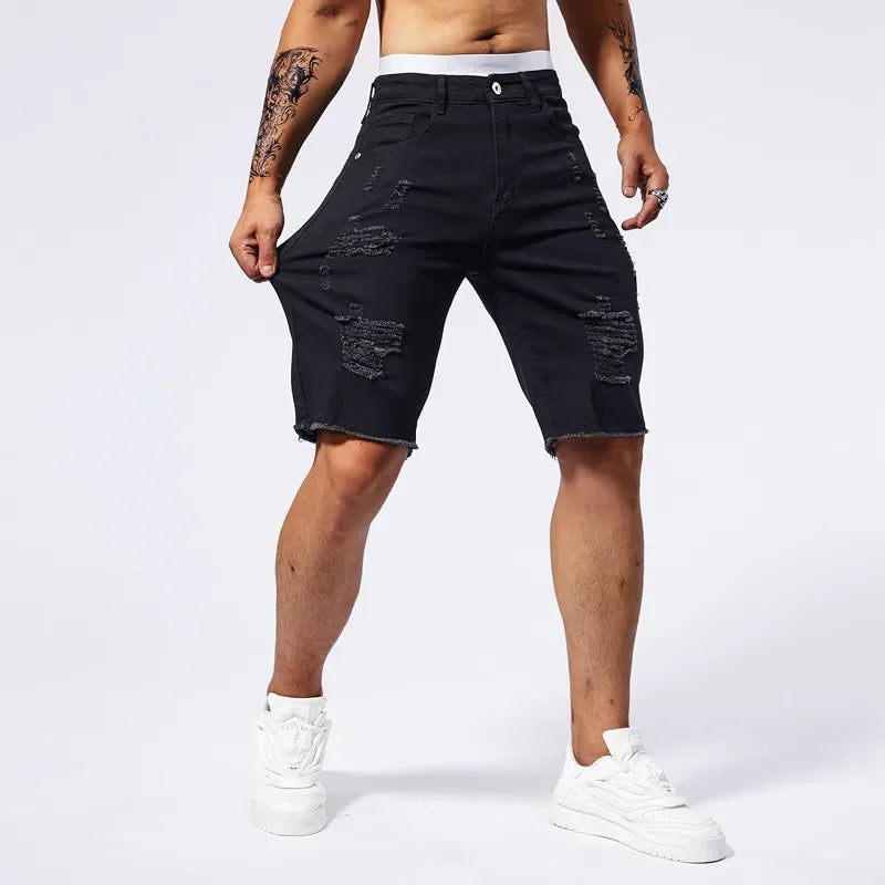 Distressed Denim Shorts - London Lake