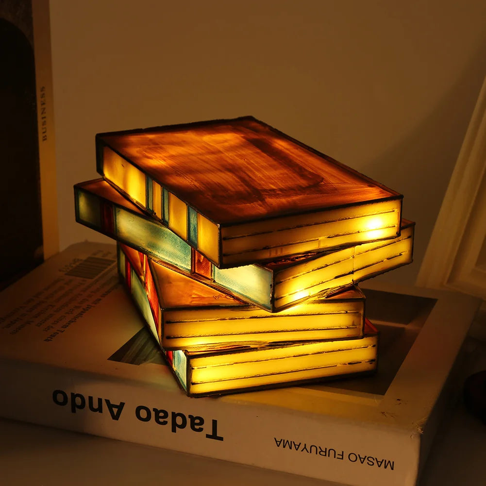 Stained Glass Book Lamp - London Lake