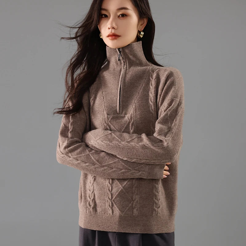 The Marlowe Zip Cashmere Sweater - London Lake