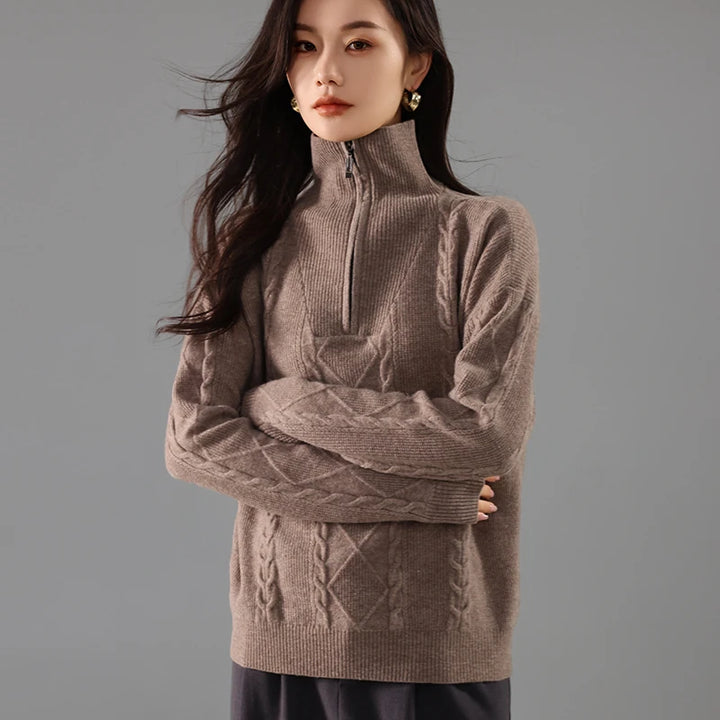 The Marlowe Zip Cashmere Sweater - London Lake