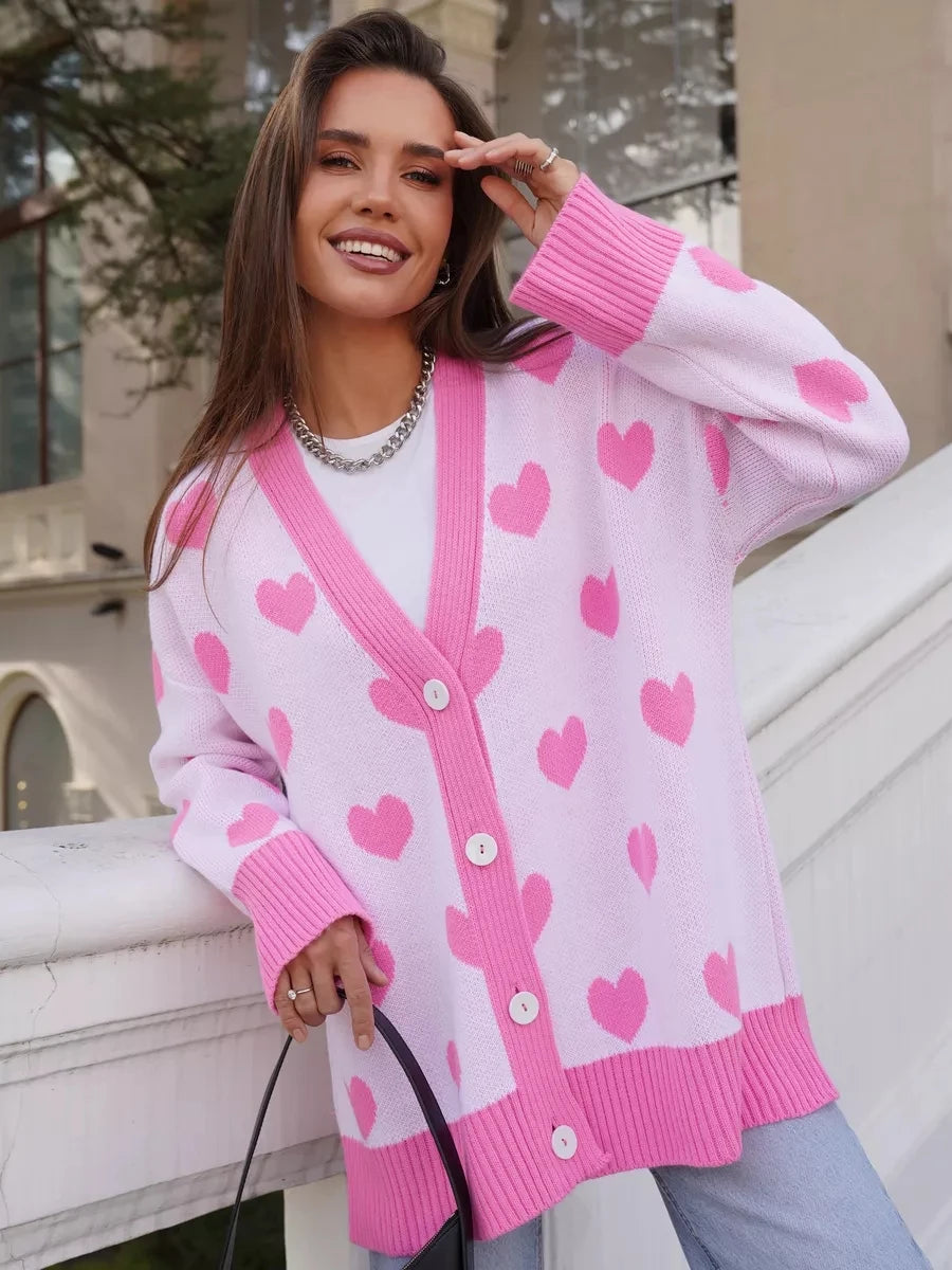 Aurora Heart Loose Fit Cardigan - London Lake