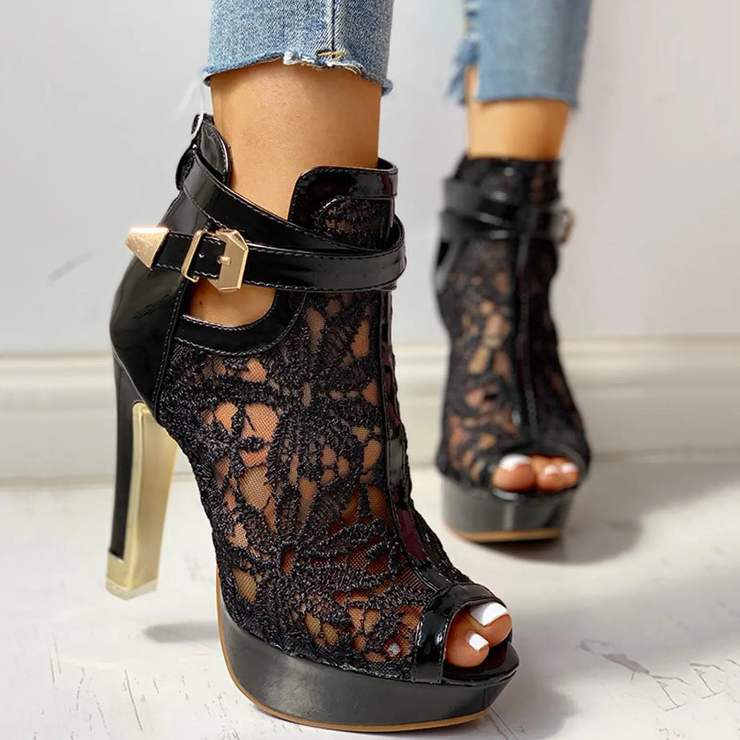 Ella Floral Heels - London Lake