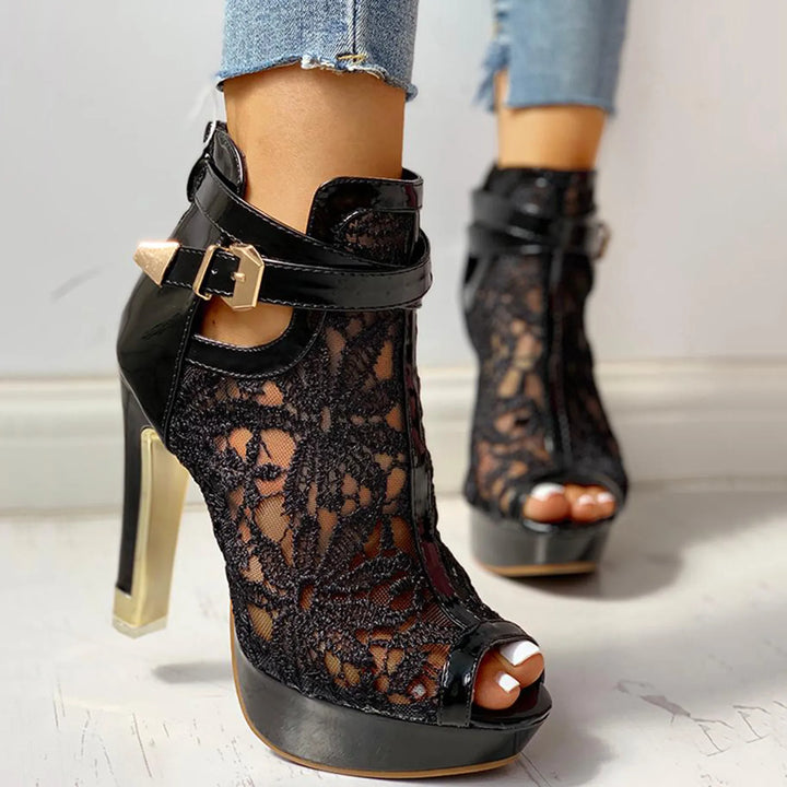 Ella Floral Heels - London Lake