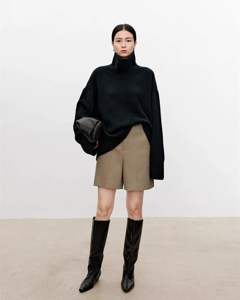 Oversized Turtleneck Cashmere Sweater - London Lake