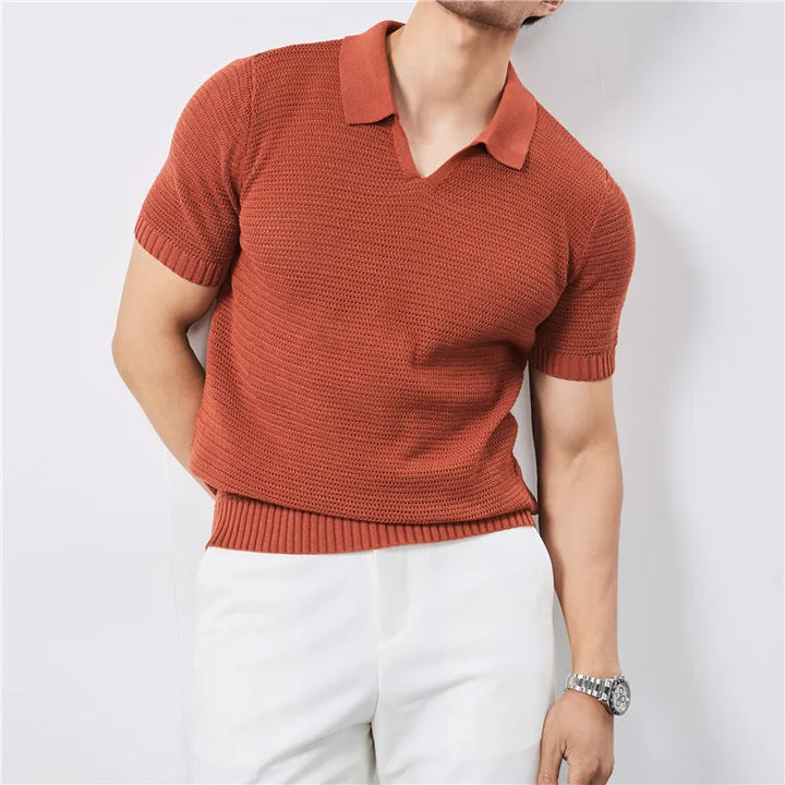 Marcus Mesh-Knit Polo - London Lake