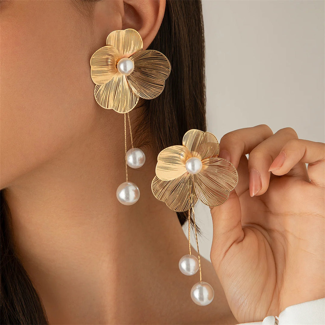 Iris Flower Drop Earrings - London Lake