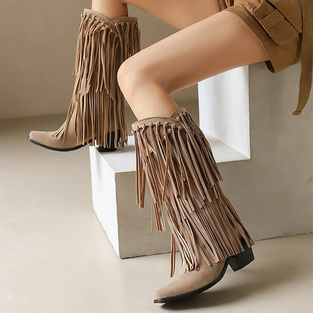 Savanna Fringe Tassel Boots - London Lake