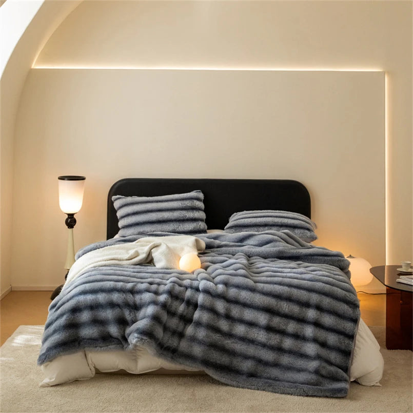 Faux Fur Rabbit Throw Blanket - London Lake