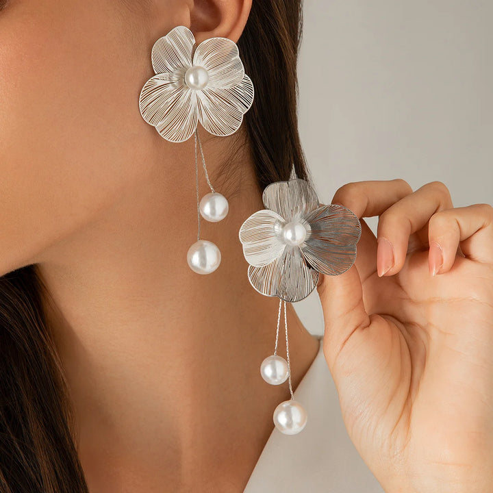 Iris Flower Drop Earrings - London Lake