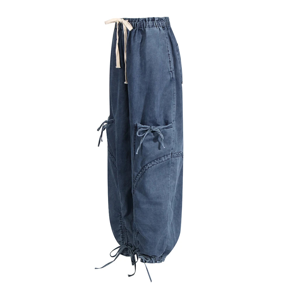 Ella Drawstring Cargo Jeans - London Lake